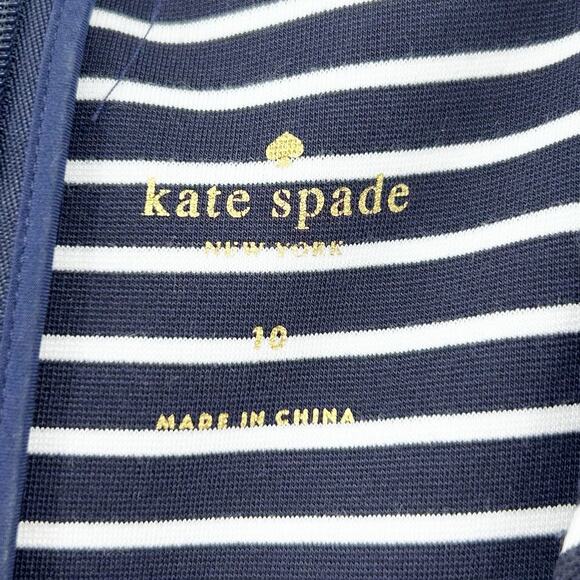 Kate Spade New York Striped Ponte Fit Flare Dress Blue White Striped Womens 10 - Picture 6 of 11